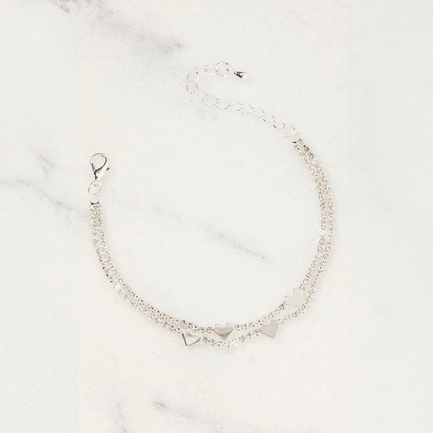 CRYSTAL HEART TENNIS BRACELET