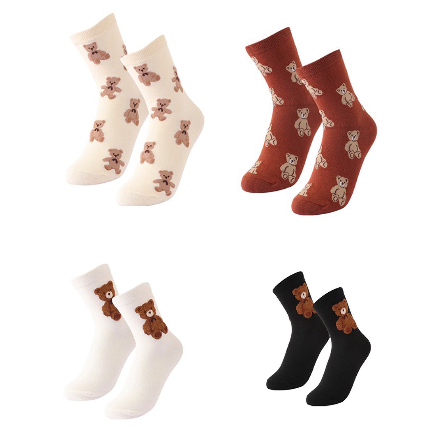 TEDDY BEAR ASSORTED CREW SOCKS
