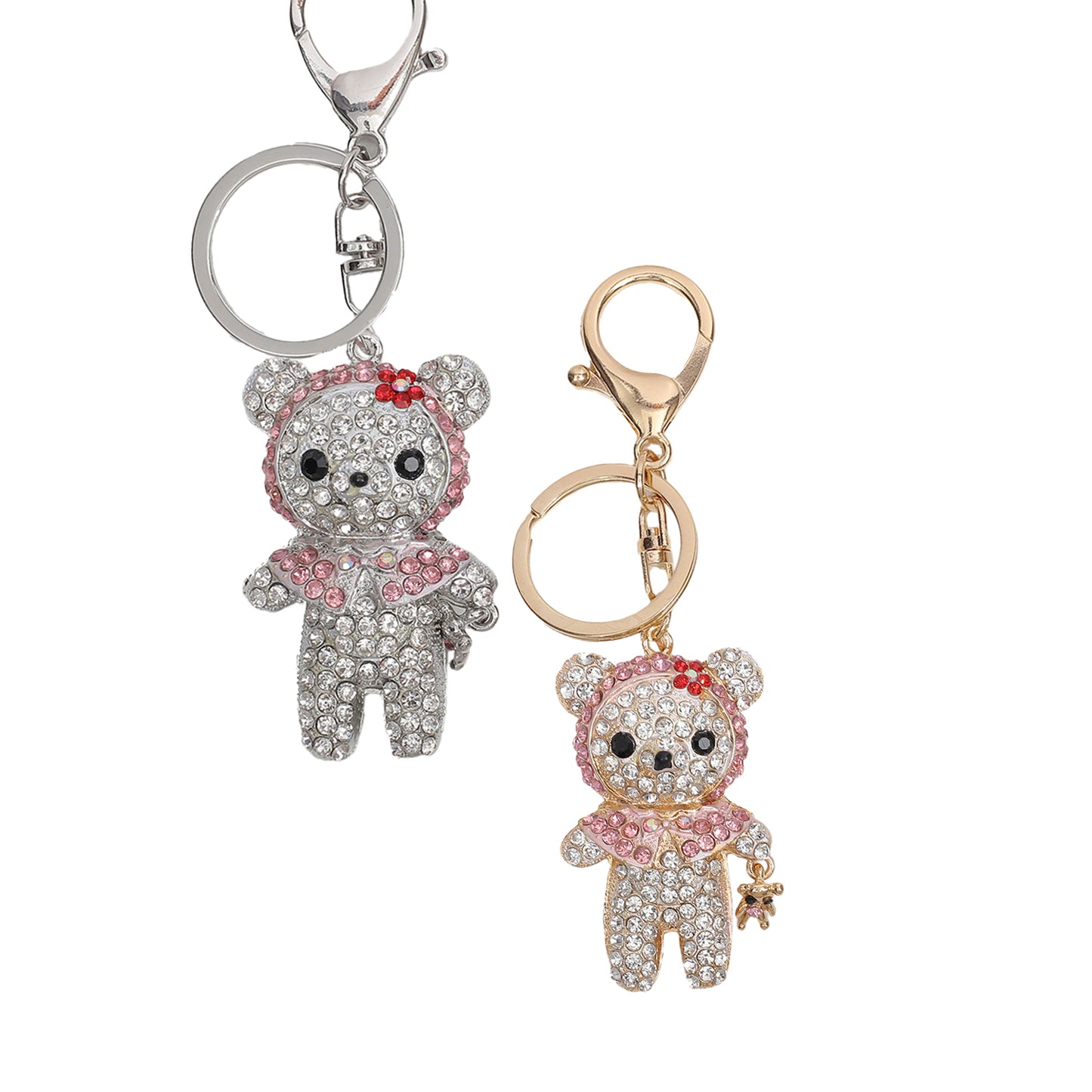 Sparkling Teddy Bear with Hood Keychain