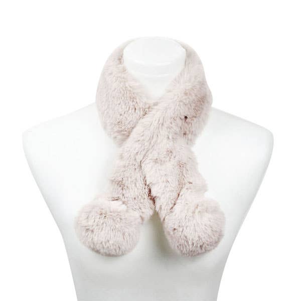 POM POM FAUX FUR SCARF