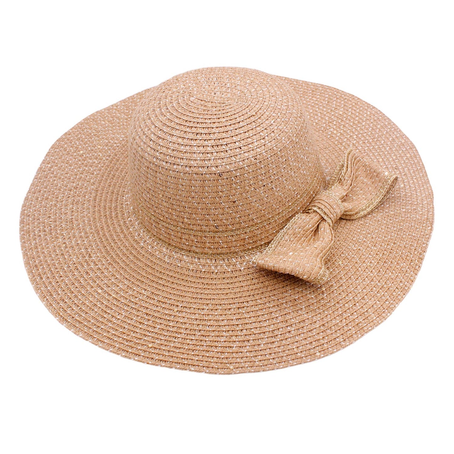 Scattered Sequin Bow Straw Hat