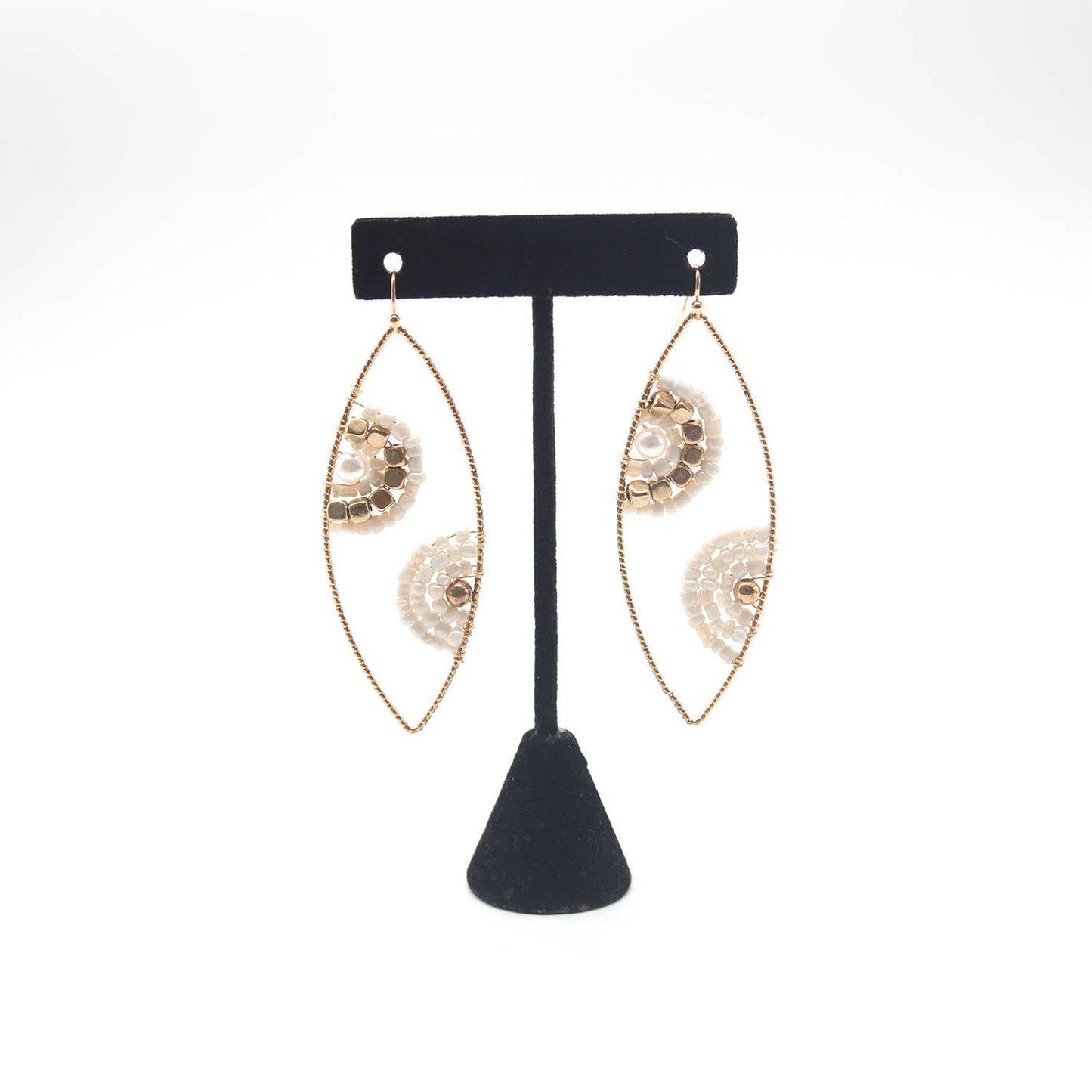 Beaded Bohemian Oval Drop Earrings