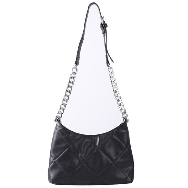 Quilted Baguette PU Leather Crossbody Purse