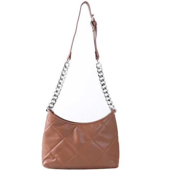 Quilted Baguette PU Leather Crossbody Purse