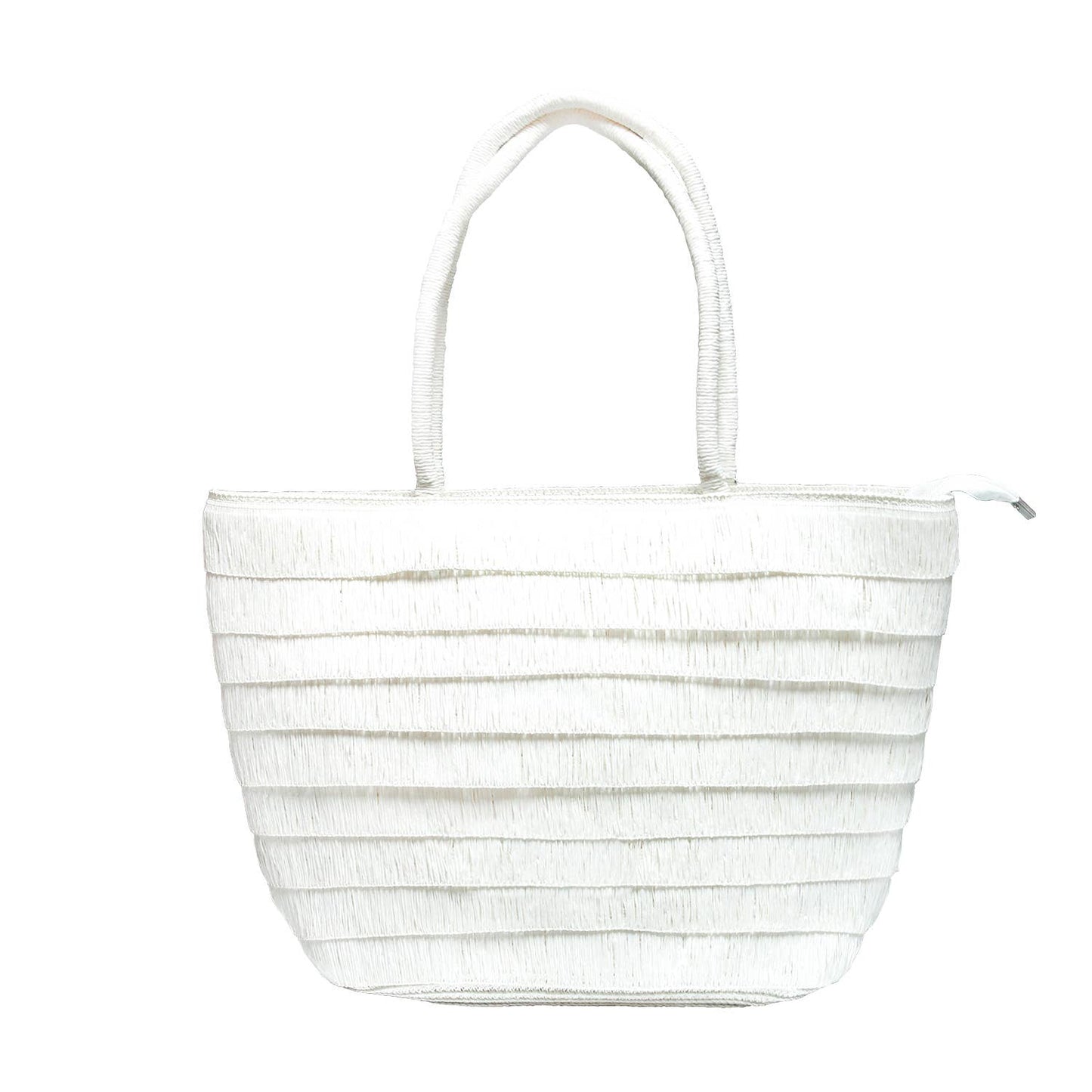 LARGE STRAW FRINGE TROPICAL VACATION TOTE BAG
