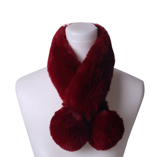 POM POM FAUX FUR SCARF