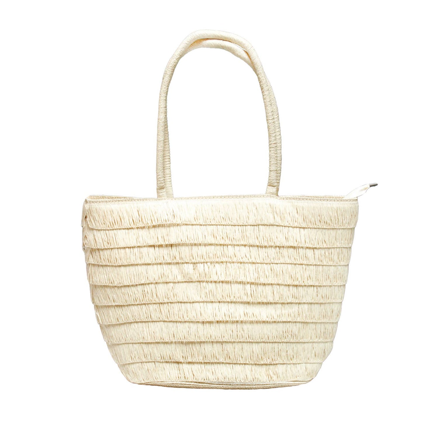LARGE STRAW FRINGE TROPICAL VACATION TOTE BAG