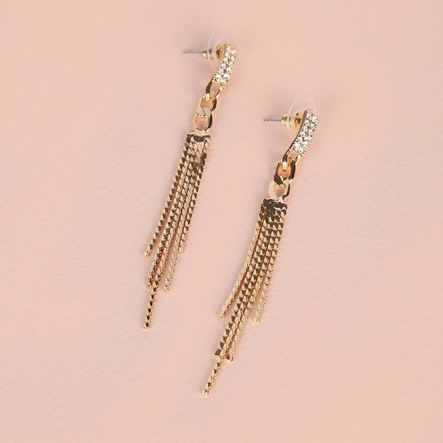 Rhinestone Chain Dangle Earrings