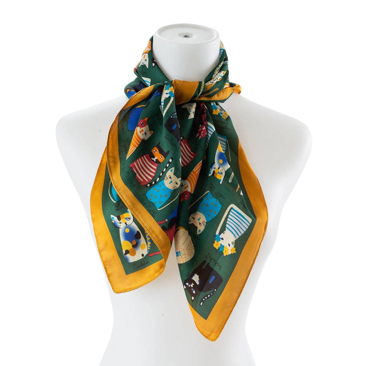 Silk Kitten Pattern Fashion Scarf