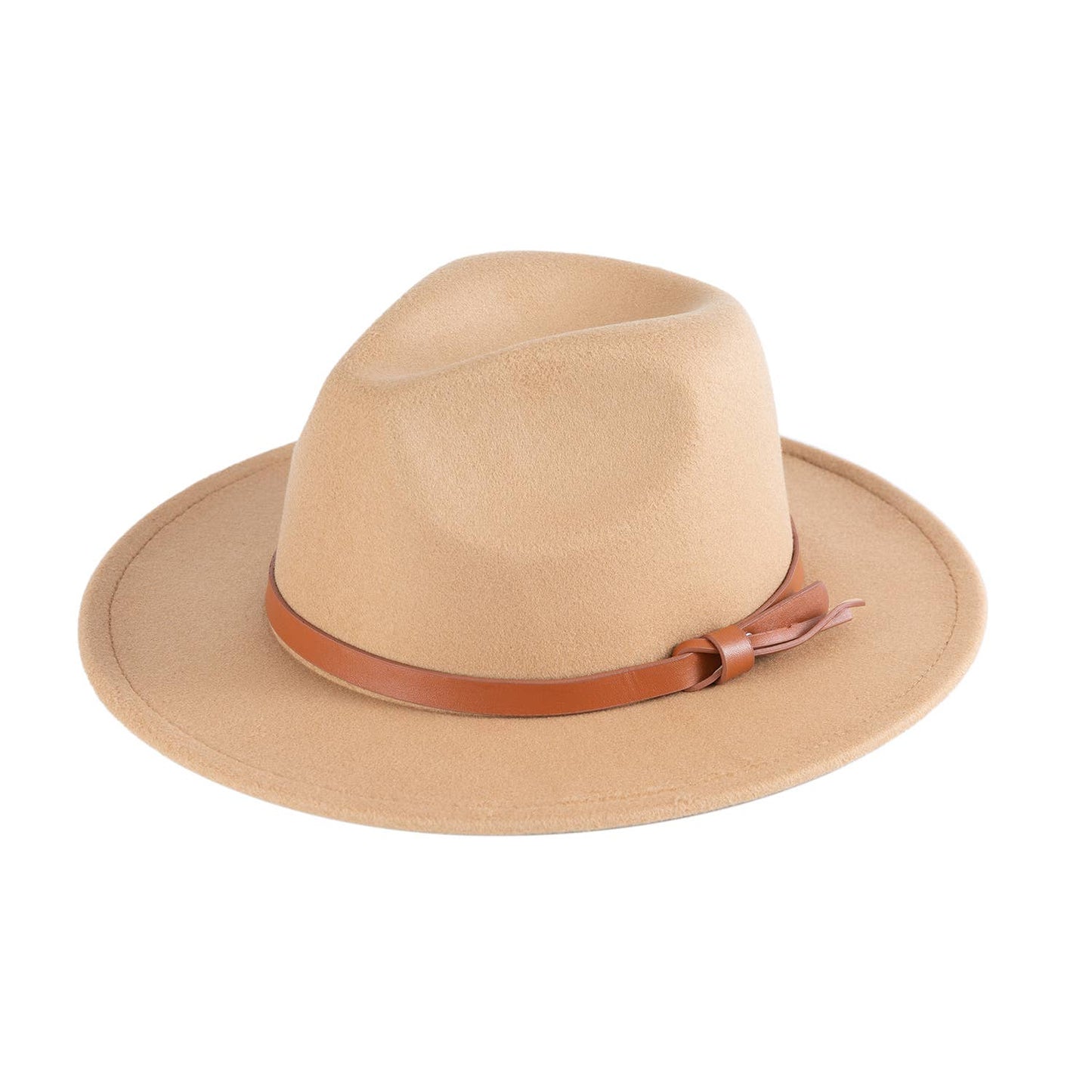 Knotted Pu Leather Trim Fedora Hat