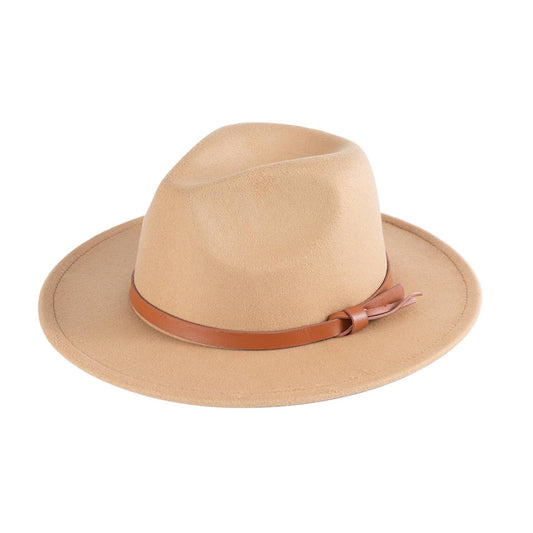 Knotted Pu Leather Trim Fedora Hat