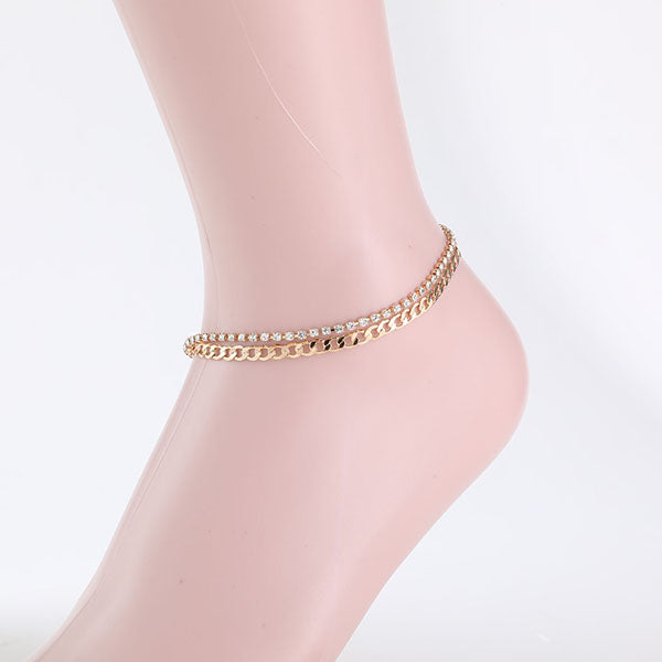 RHINESTONE AND CHAINED ANKLET