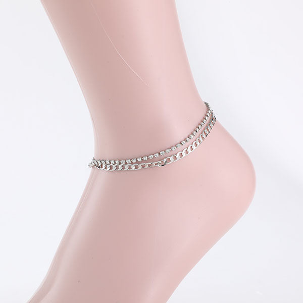 RHINESTONE AND CHAINED ANKLET