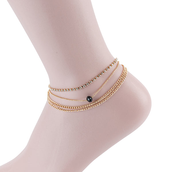 MULTI CHAIN RHINESTONE ANKLET