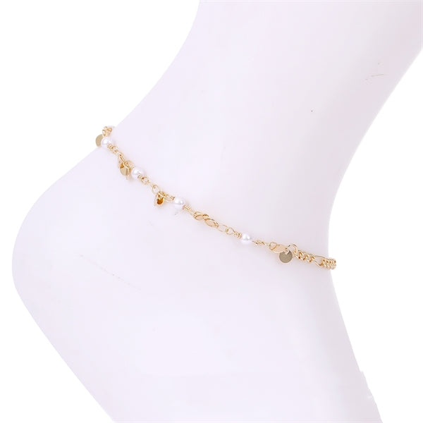 HALF CHAIN HALF CIRCULAR PENDANT PEARL ANKLET