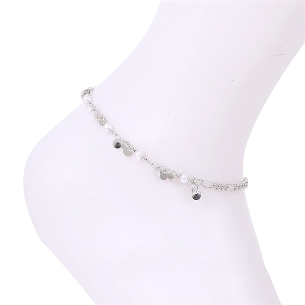 HALF CHAIN HALF CIRCULAR PENDANT PEARL ANKLET