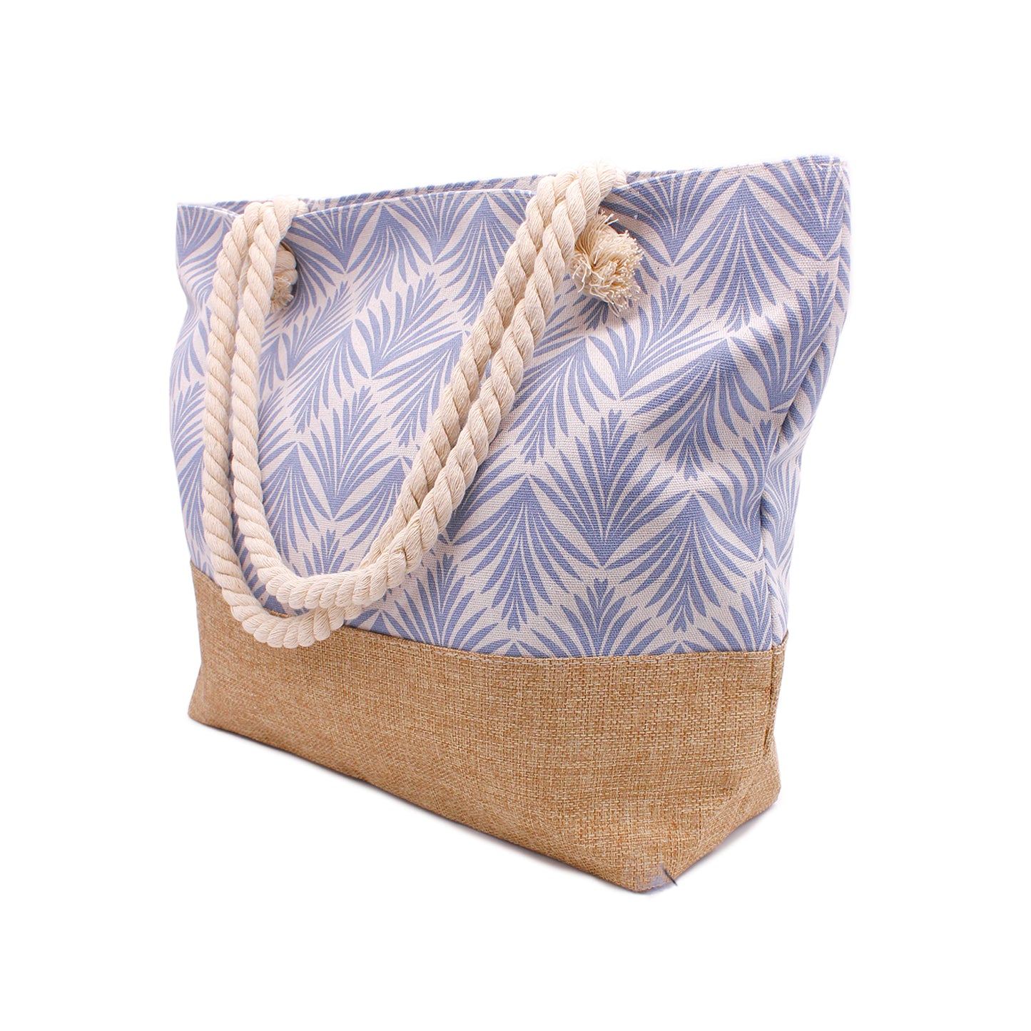 Blue Palm Pattern Beach Bag