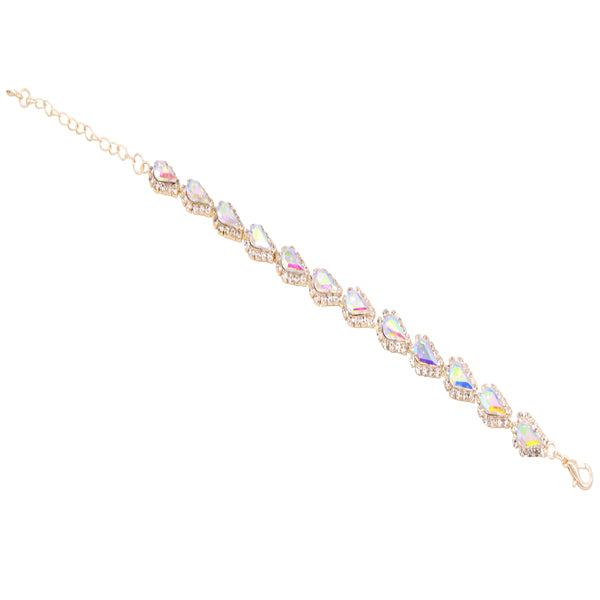 Heart-Cut Gemstone Bracelet with Rhinestone Accents
