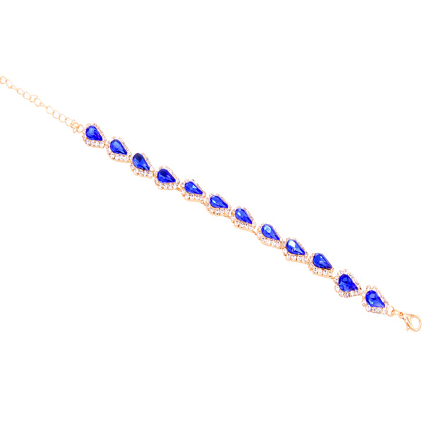 Heart-Cut Gemstone Bracelet with Rhinestone Accents