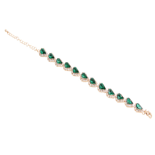 Heart-Cut Gemstone Bracelet with Rhinestone Accents