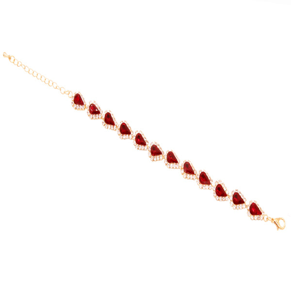 Heart-Cut Gemstone Bracelet with Rhinestone Accents