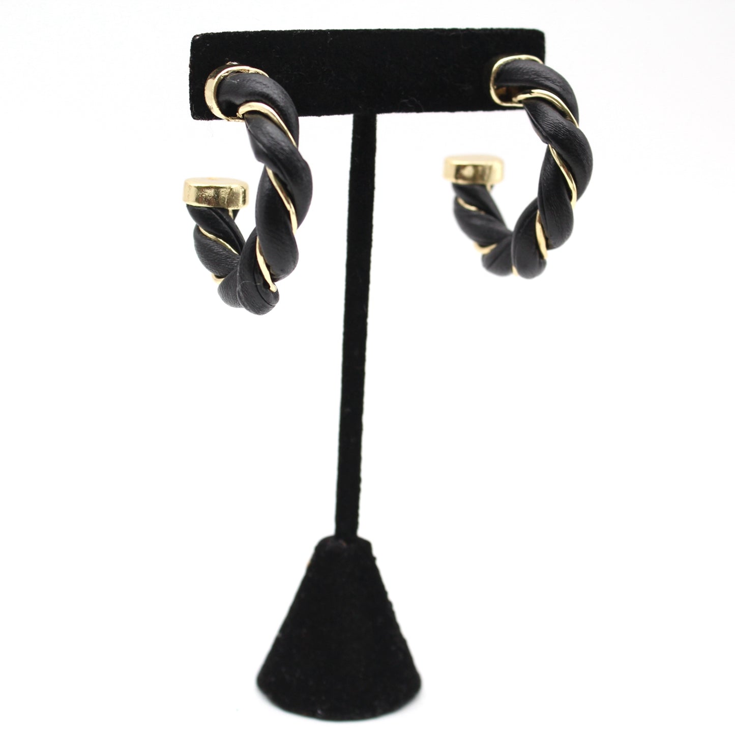 Twist Trend Leather Round Hoop Earrings