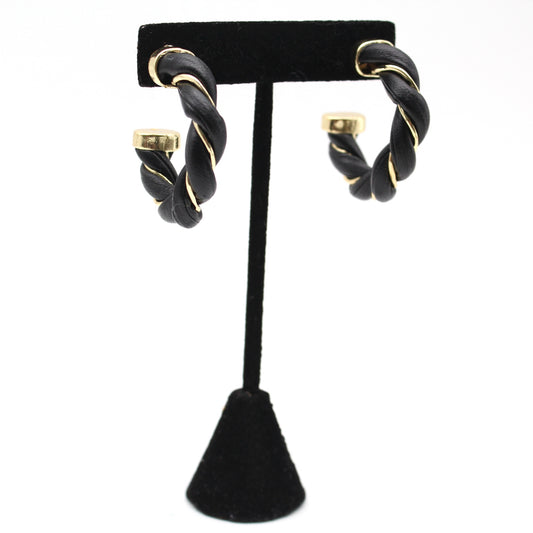 Twist Trend Leather Round Hoop Earrings