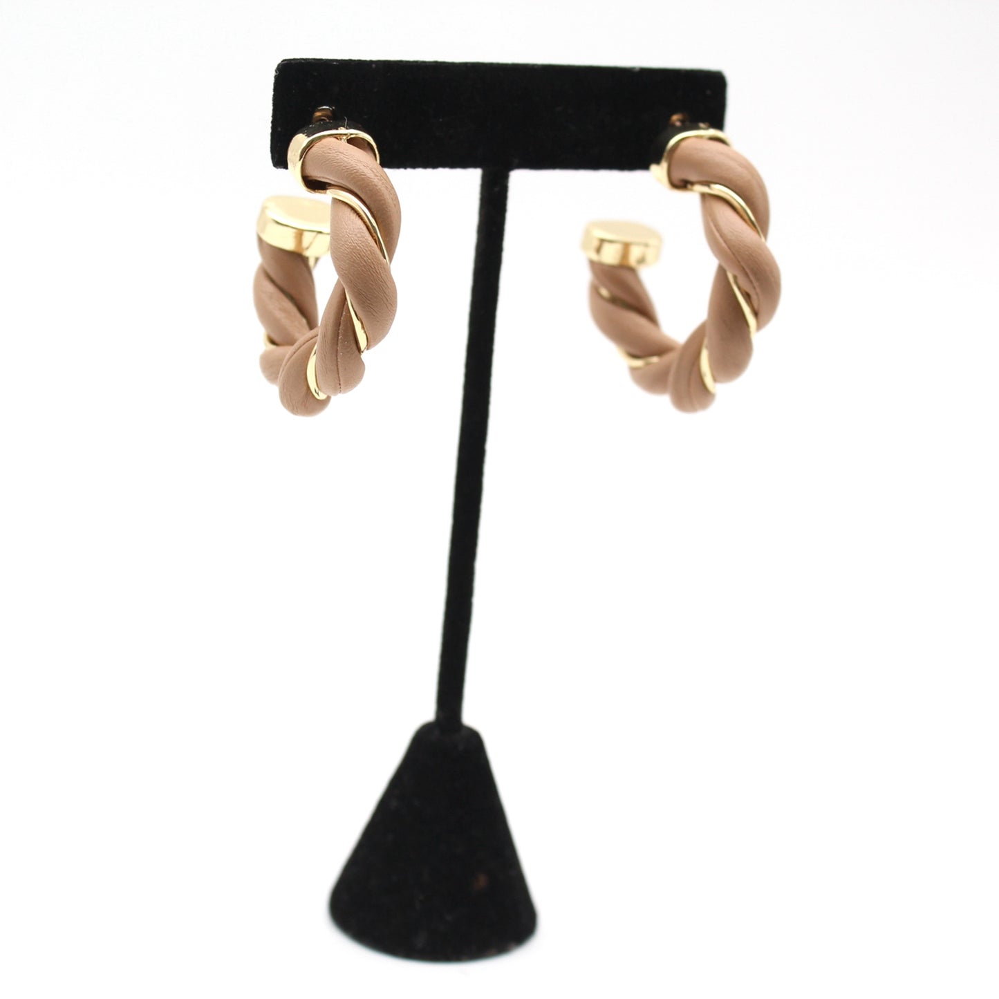 Twist Trend Leather Round Hoop Earrings