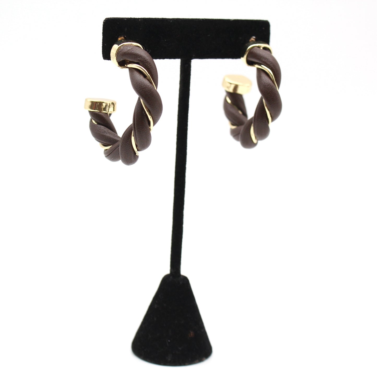 Twist Trend Leather Round Hoop Earrings