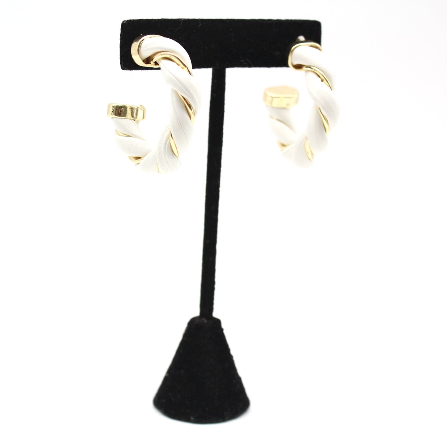 Twist Trend Leather Round Hoop Earrings