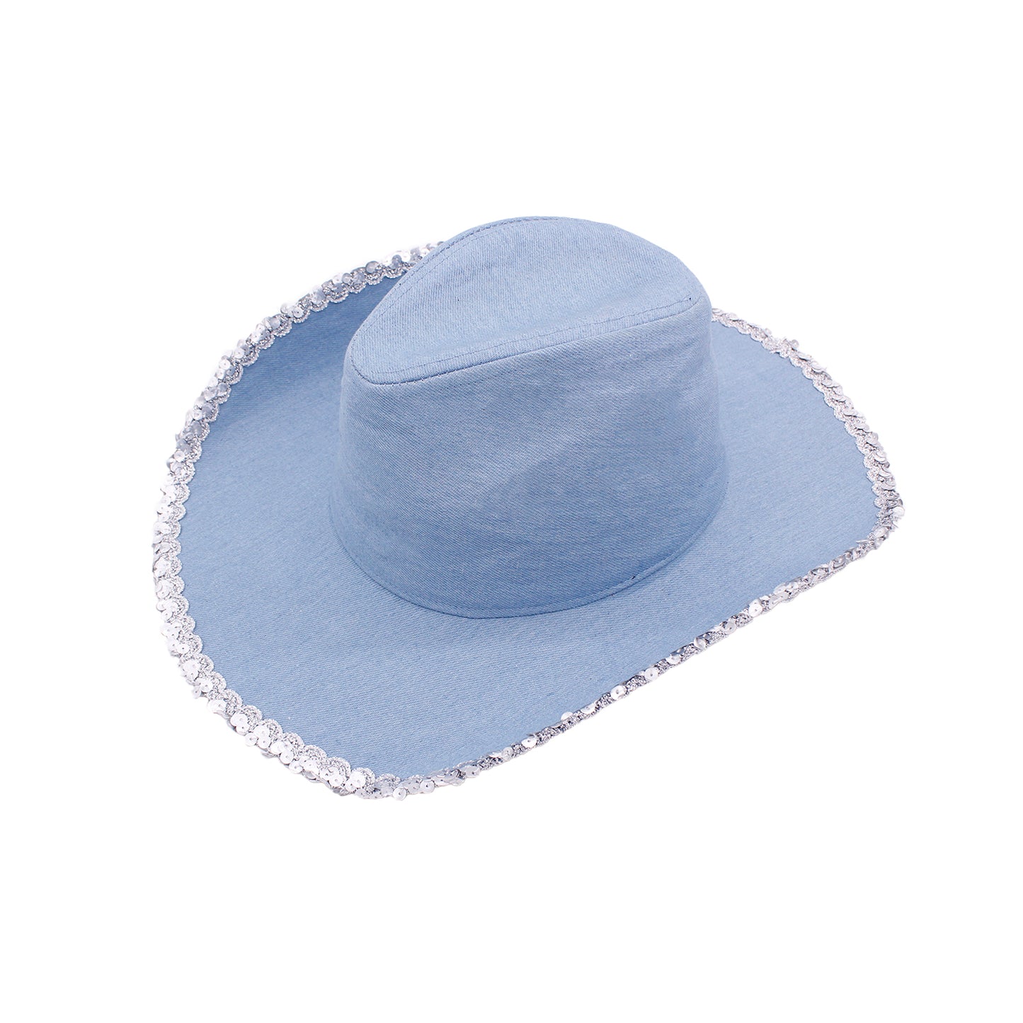 Denim Cowboy Hat with Sequin Trim