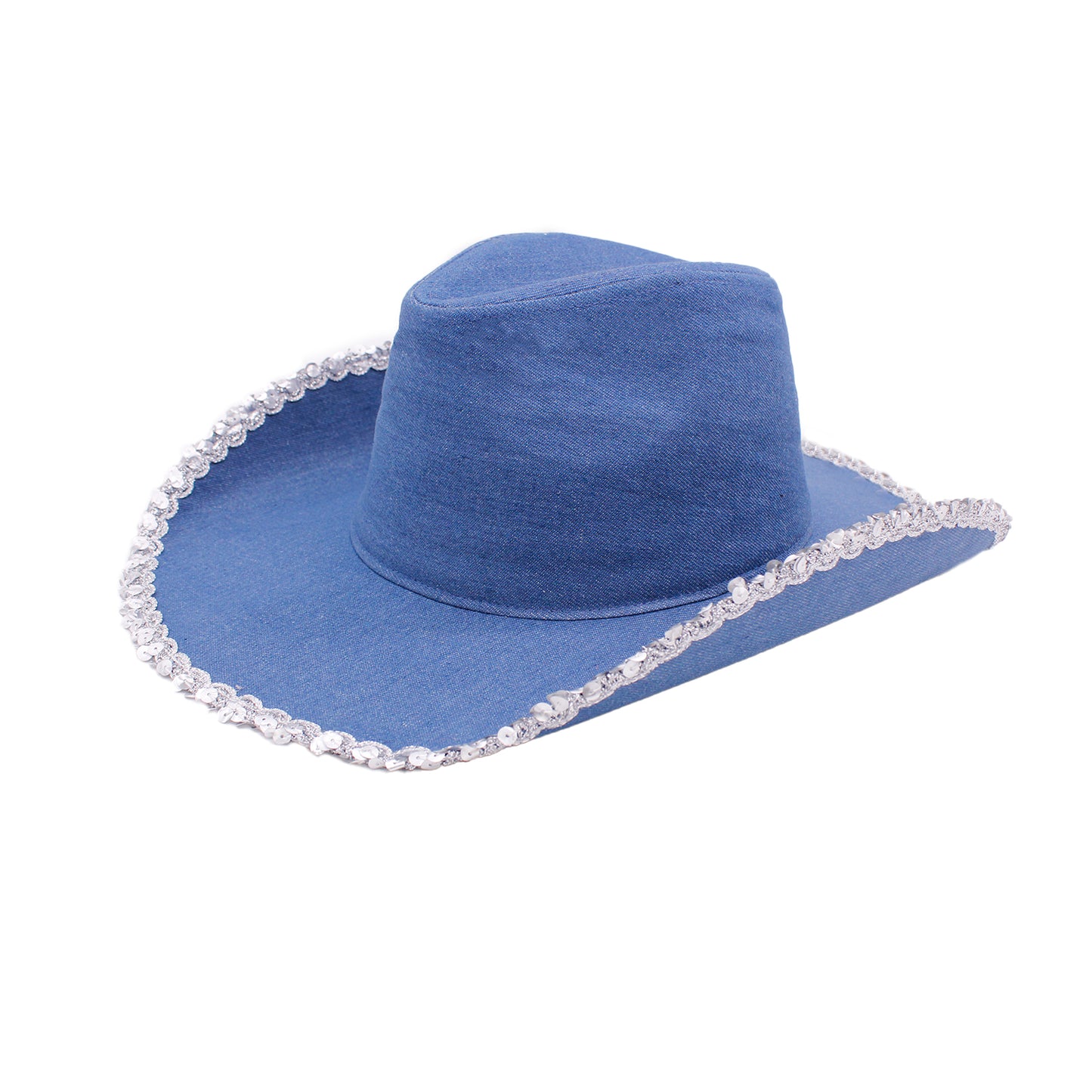 Denim Cowboy Hat with Sequin Trim