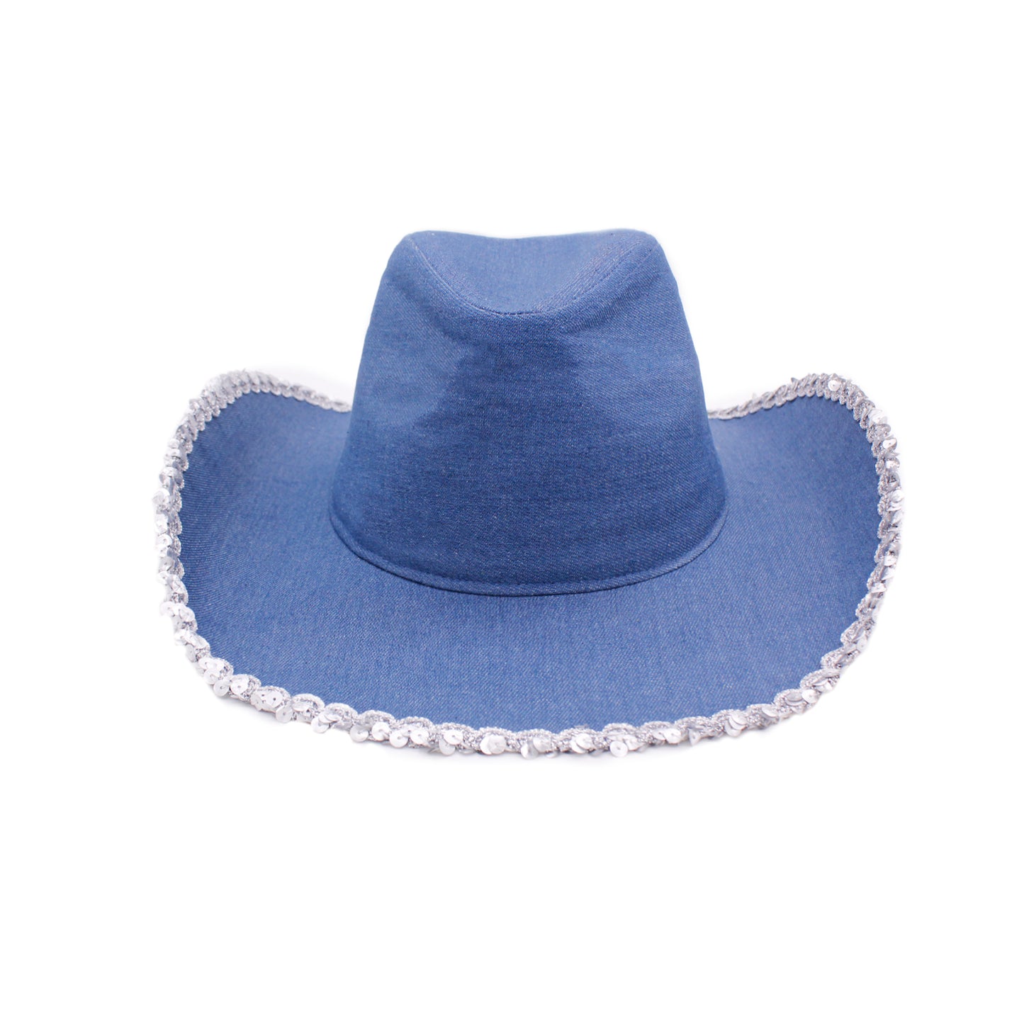 Denim Cowboy Hat with Sequin Trim