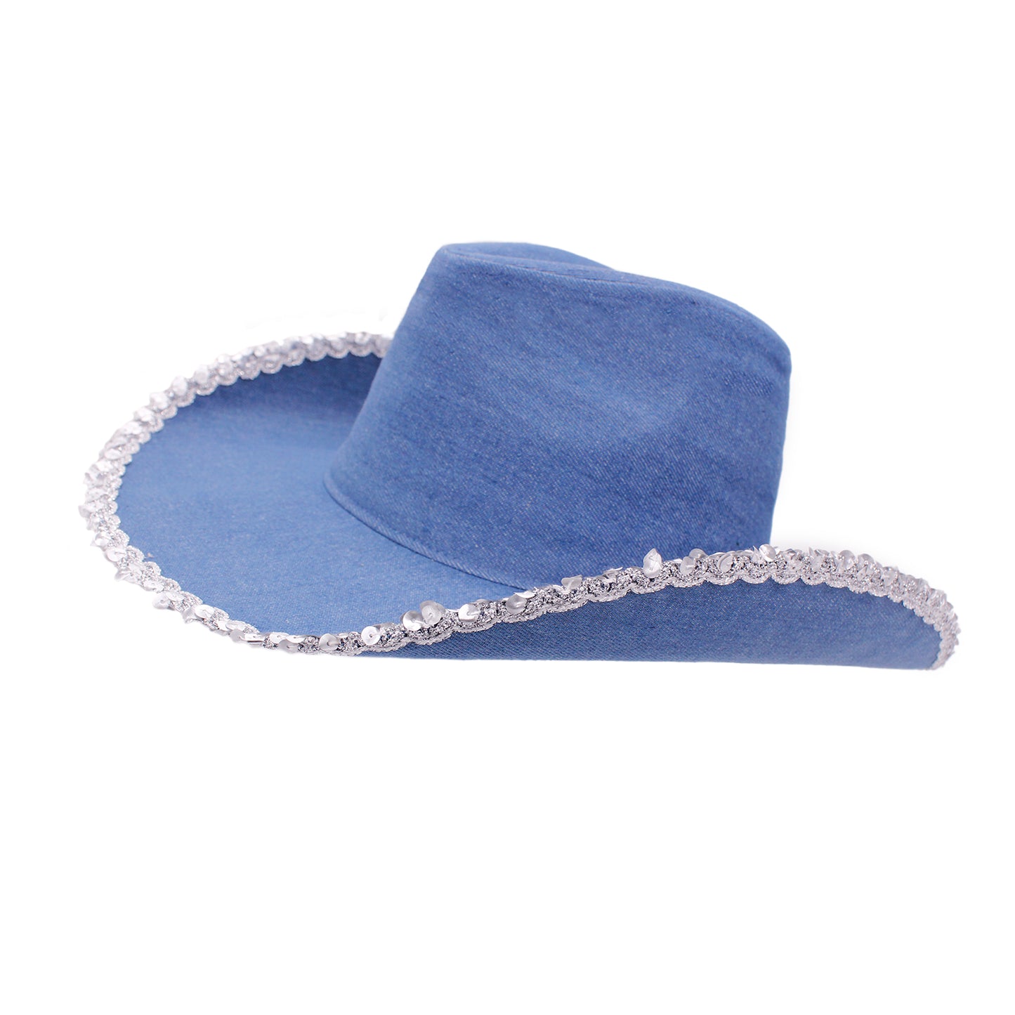 Denim Cowboy Hat with Sequin Trim