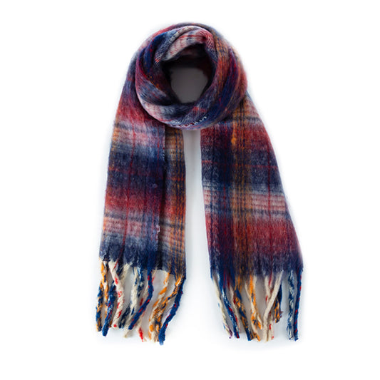 MULTI TONED PLAID COZY LONG SCARF