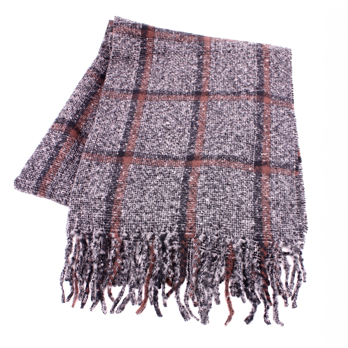 SIMPLE PLAID FRINGE SCARF