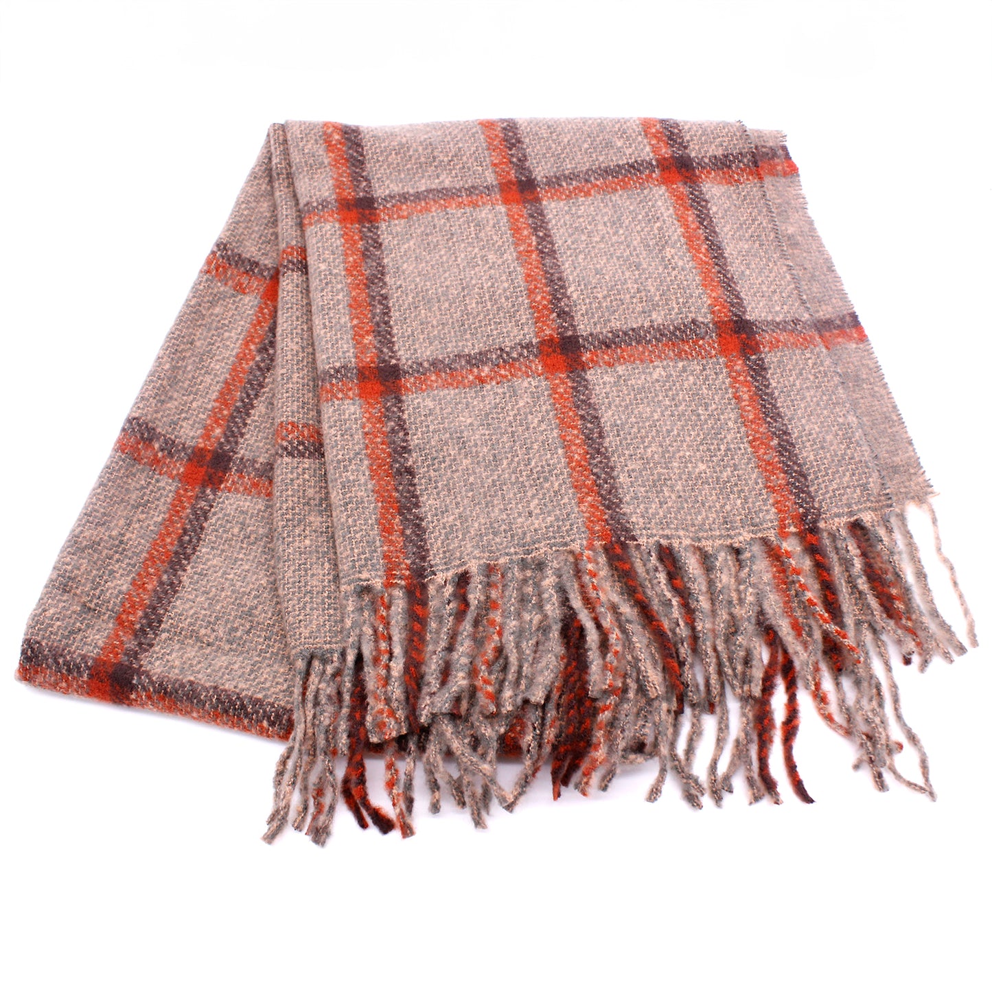 SIMPLE PLAID FRINGE SCARF