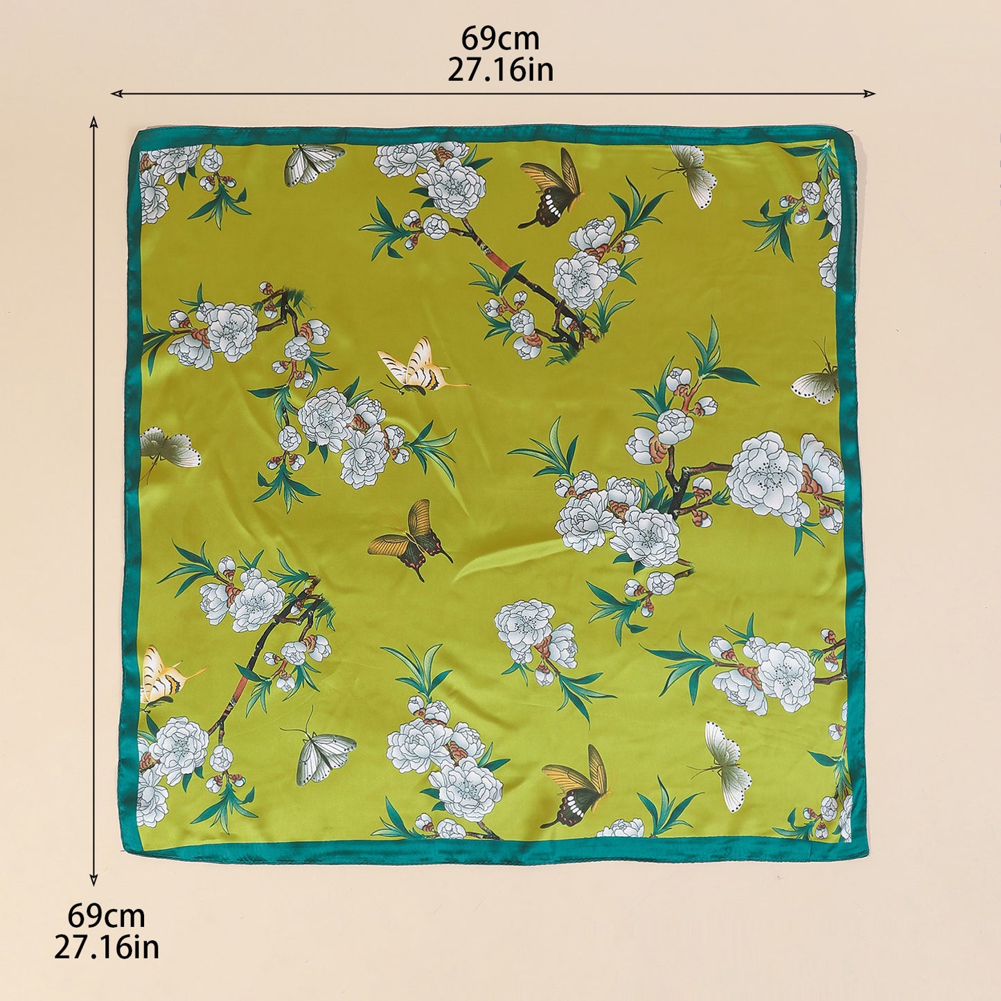 Floral & Butterfly Satin Square Scarf
