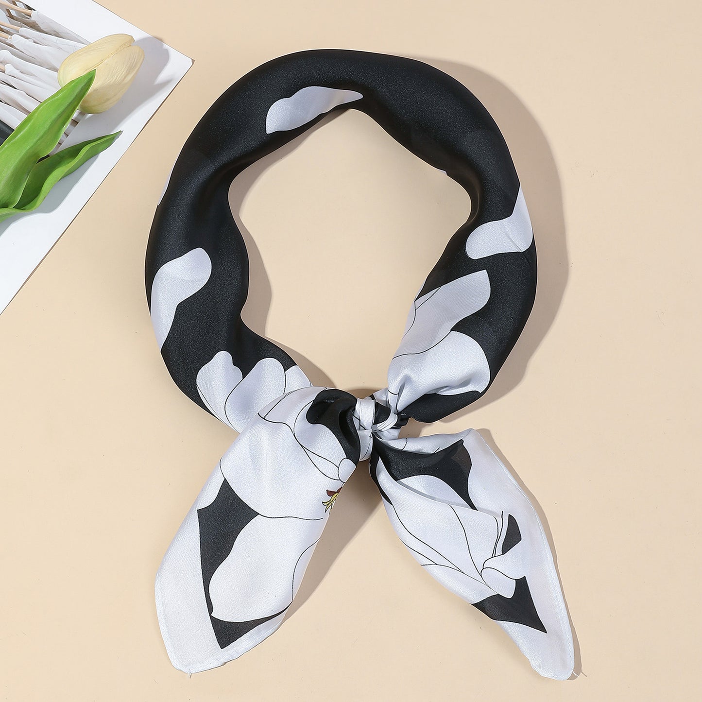 Magnolia Floral Satin Square Scarf