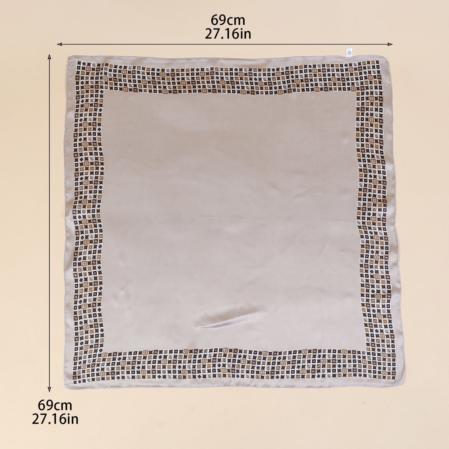 Geometric Border Satin Square Scarf