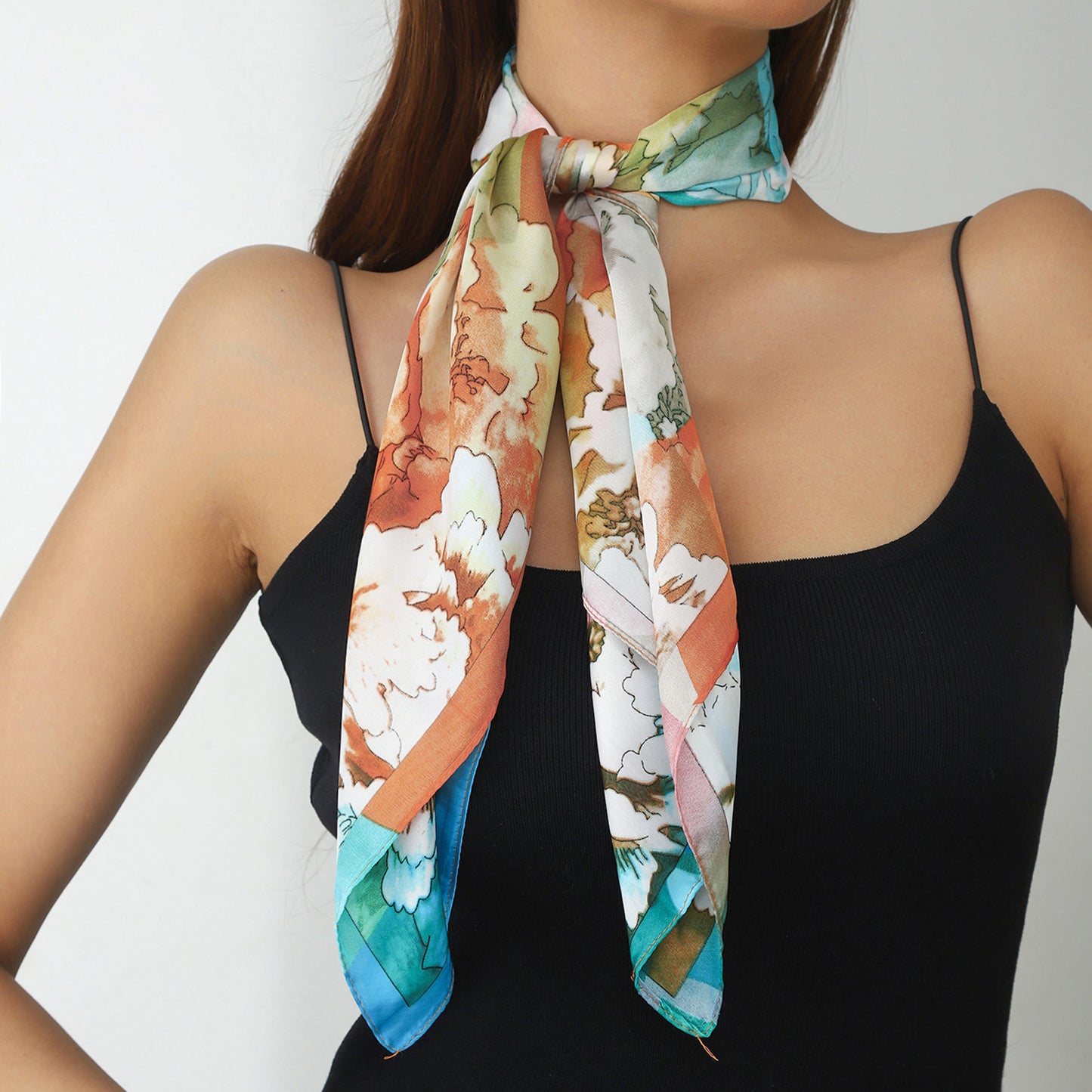 Bold Floral Patchwork Square Scarf