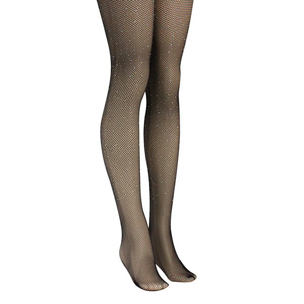 TRENDY RHINESTONE FISH NET PANTY HOSE