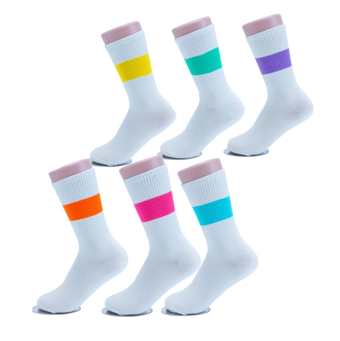 6 ASSORTED COLORED CHIC SOCKS
