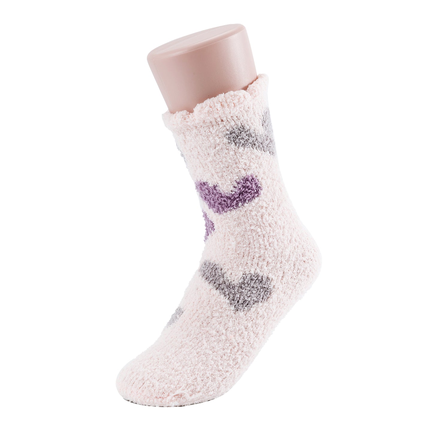 SOFT HEART PATTERN COZY SOCKS