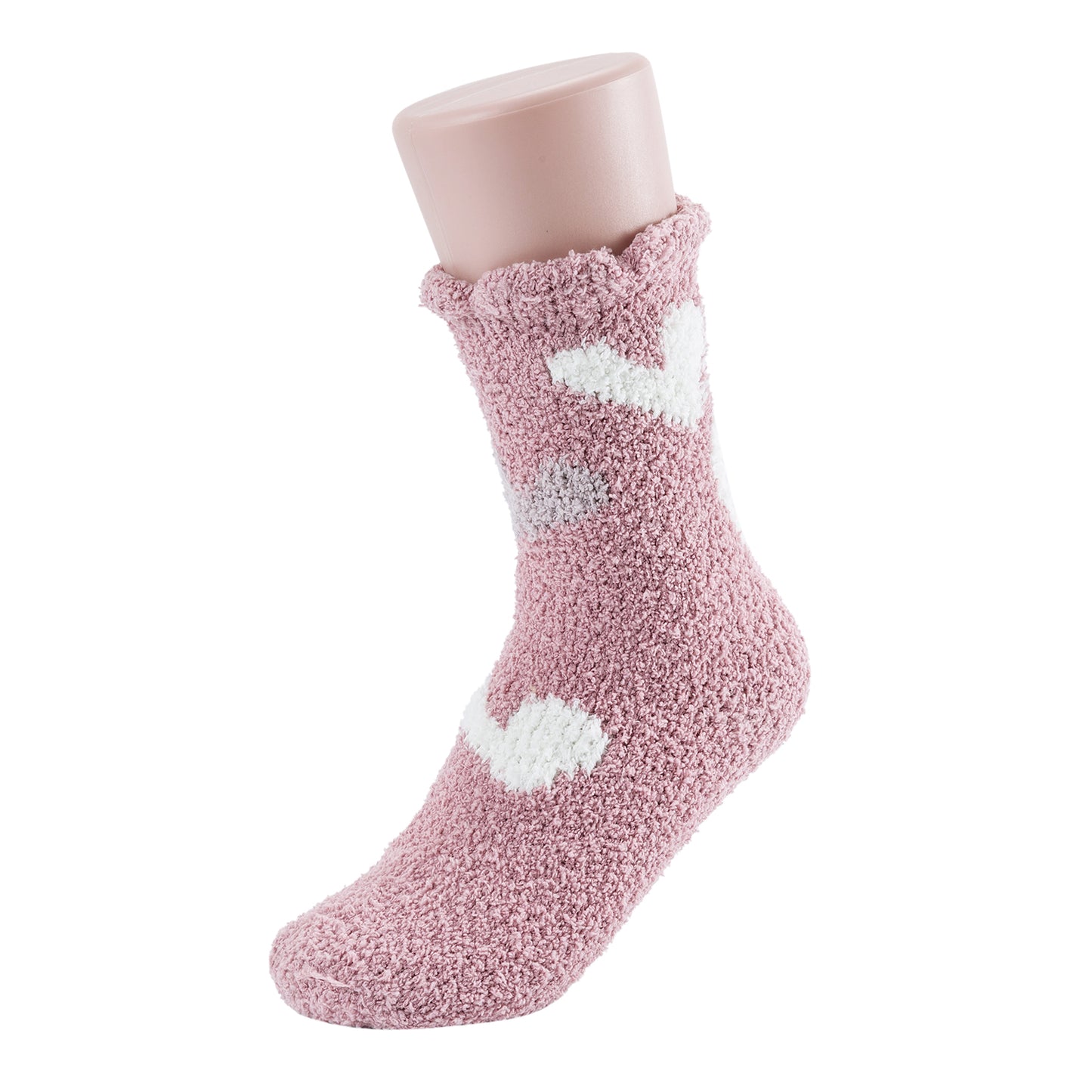 SOFT HEART PATTERN COZY SOCKS