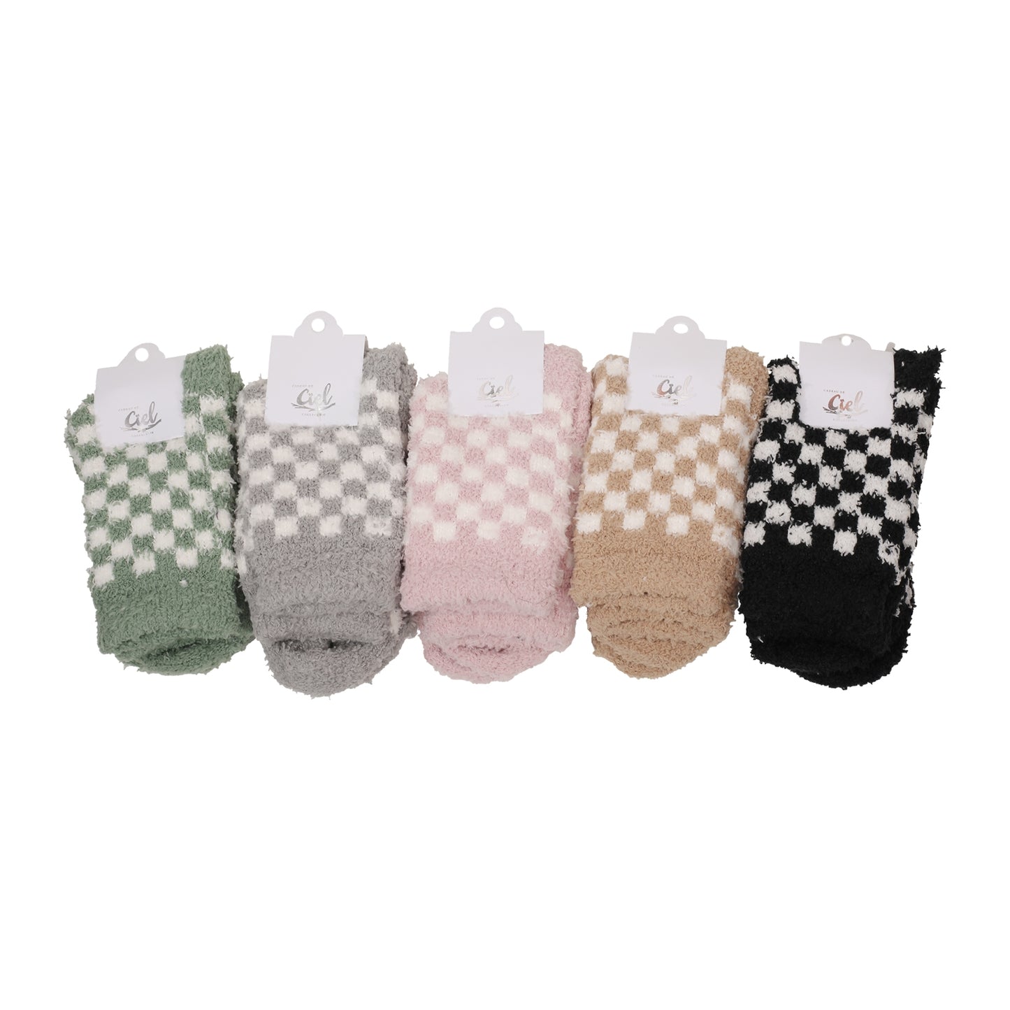 FUZZY CHECKER PRINT SOCKS