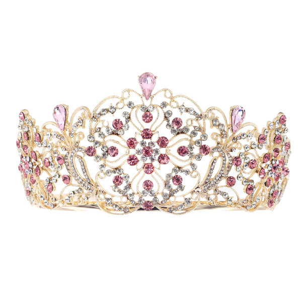 Elegant Crystal Embellished Crown Tiara
