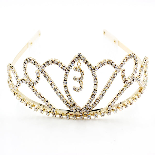 Sparkling 3 year Birthday Tiara with Heart Design