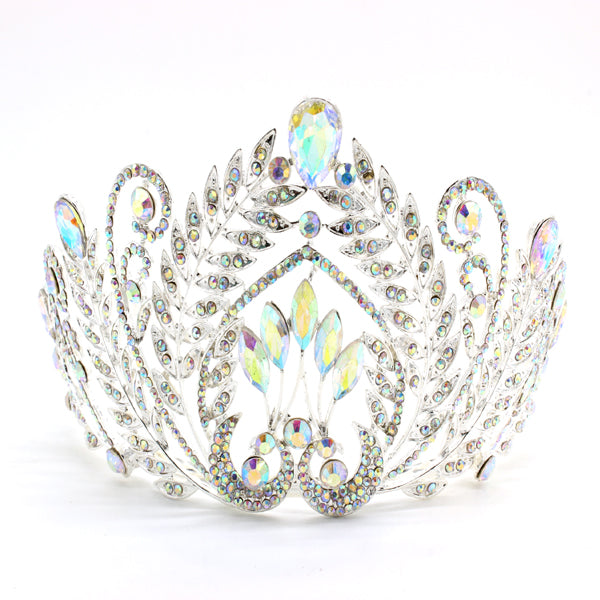 Elegant Crystal Leaf Motif Crown Tiara