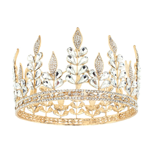 Elegant Leaf Crown with Crystal Accents